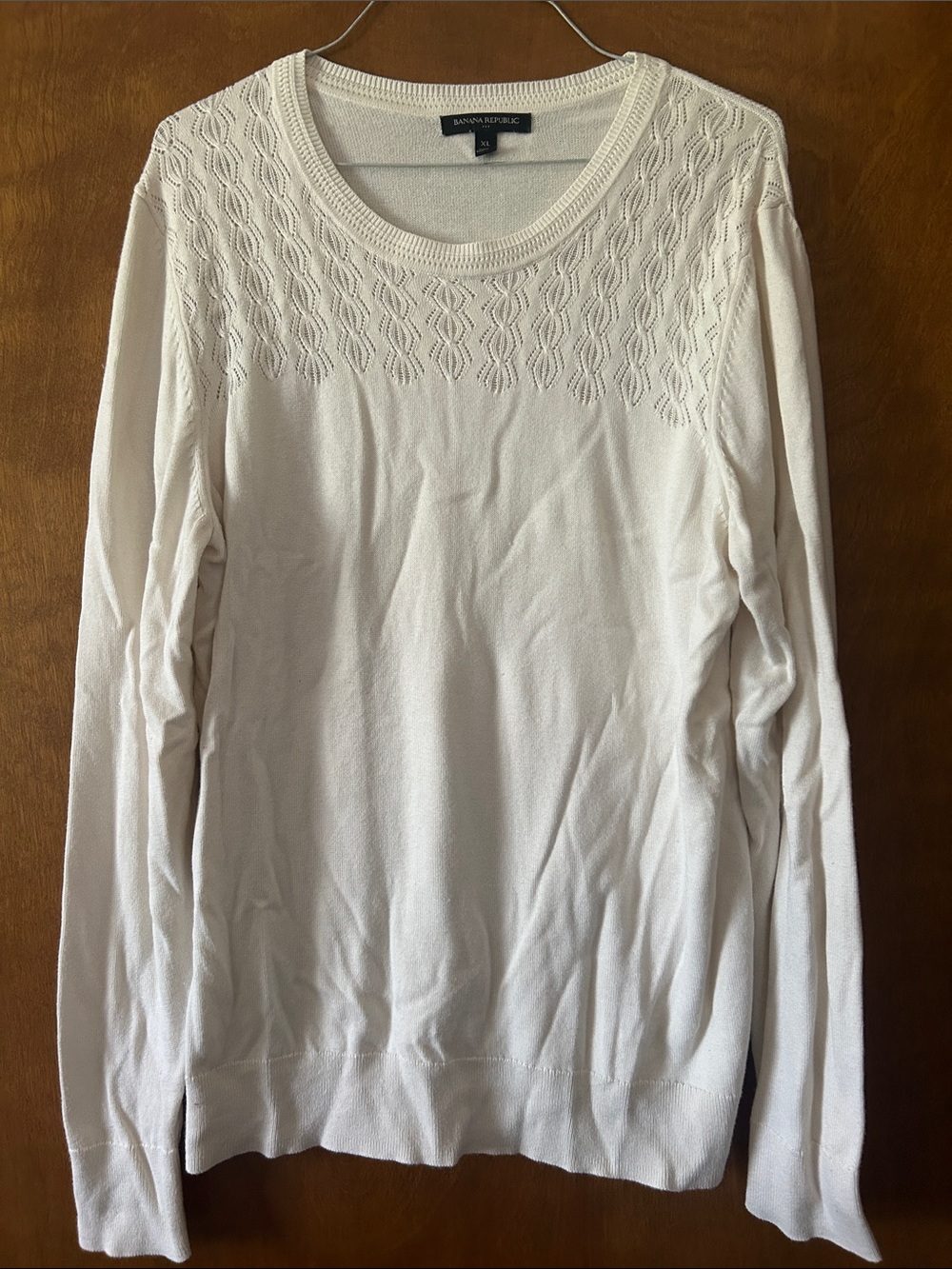Banana Republic Cream Knit Scoop-Neck Sweater